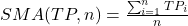 SMA(TP, n) = \frac{\sum_{i=1}^{n} TP_i}{n}