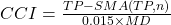 CCI = \frac{TP - SMA(TP, n)}{0.015 \times MD}