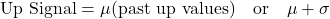 \text{Up Signal} = \mu(\text{past up values}) \quad \text{or} \quad \mu + \sigma