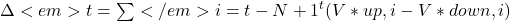 \Delta<em>t = \sum</em>{i=t-N+1}^{t} (V*{up,i} - V*{down,i})